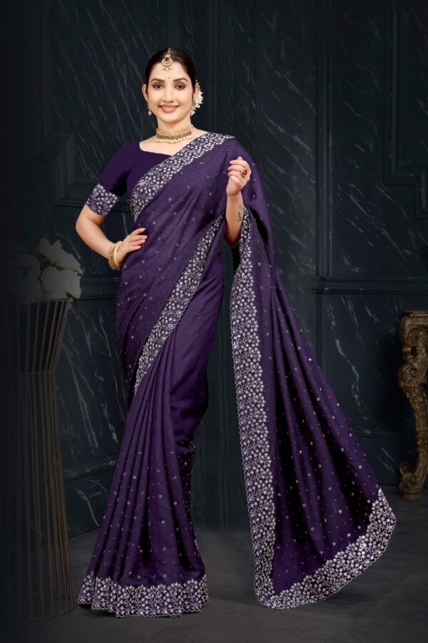 siroski work sarees vichitra blooming - Image 3